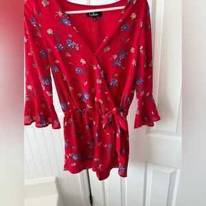 Lulu's Vibrant Red Floral romper
